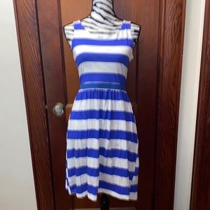 H & M blue and white cotton tank dress size 12/14 NWT